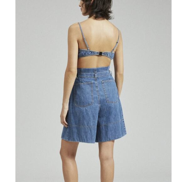 Rachel Comey Irolo Denim Shorts Wide Leg Knee Length Belted Jeans Sz 2 EUC $325 - Picture 2 of 16